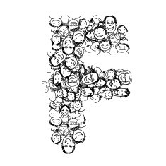 Letter F people crowd vector alphabet design