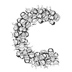 Letter C people crowd vector alphabet design