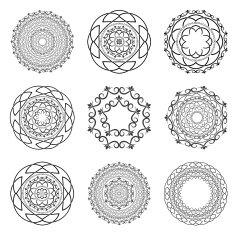 Set Mandalas Round Ornament Vector