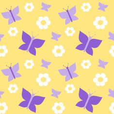 cute violet butterfly on yellow background seamless pattern illustration