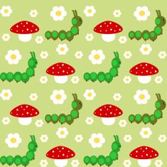 cute cartoon caterpillar in the meadow seamless pattern illustration N2