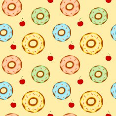cute cartoon colorful donuts and cherry seamless pattern illustration