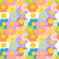 colorful vibrant cartoon daisy flowers seamless pattern illustration