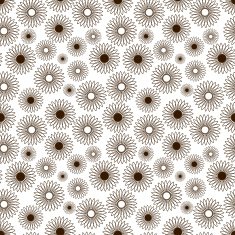 Vector seamless pattern with black flowers Monochrome hand drawn
