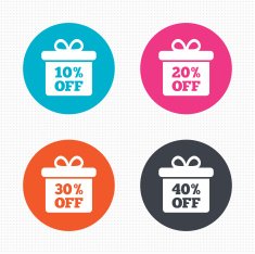 Sale gift box tag icons Discount symbols N21