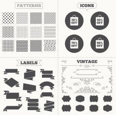 Sale bag tag icons Discount symbols N29