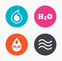 H2O Water drop icons Tear or Oil symbols N2