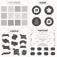 Quote asterisk footnote icons Hashtag symbol N7