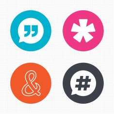 Quote asterisk footnote icons Hashtag symbol N8