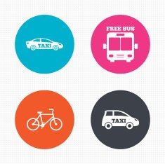 Public transport icons Free bus bicycle signs