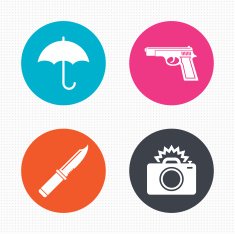 Gun weapon Knife umbrella and photo camera N3