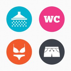 Swimming pool icons Shower and swimwear signs N5