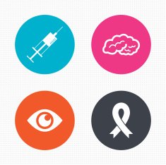 Medicine icons Syringe eye brain and ribbon N3