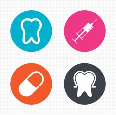 Tooth enamel icons Medical syringe and pill N3