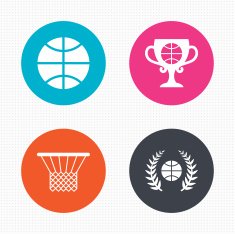 Basketball icons Ball with basket and cup symbols N4