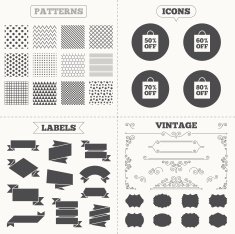 Sale bag tag icons Discount symbols N31