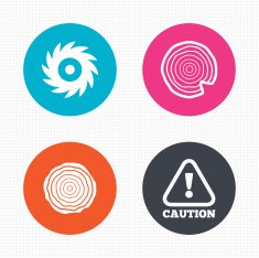 Wood and saw circular wheel icons Attention N2