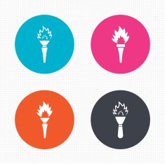 Torch flame icons Fire flaming symbols