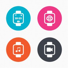 Smart watch icons Wrist digital time clock N3