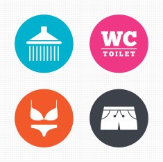 Swimming pool icons Shower and swimwear signs N7