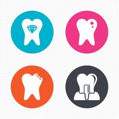 Dental care icons Caries tooth and implant N7