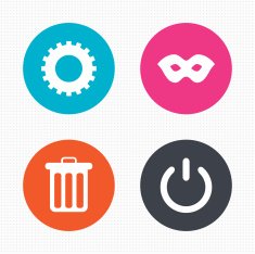 Anonymous mask and gear signs Recycle bin icon N4