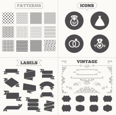 Wedding dress icon Bride and groom rings symbol N37