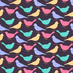 Seamless pattern of different colored wild birds