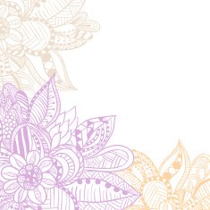 Frame decorated abstract flowers in Doodle style N2