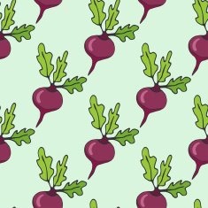 Cartoon hand drawn seamless pattern with beet vegetables