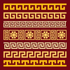 vector set gold Greek ornament Meander