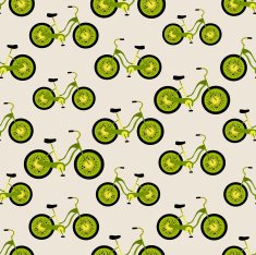 Seamless colorful background made of bikes with kiwi wheels
