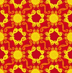 Seamless pattern Decorative sun Red background N2