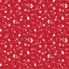 Vector Small Red White Vintage Florals Seamless Pattern