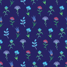 Vector Geometric Growing Flowers Seamless Pattern