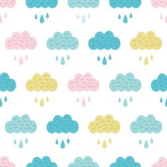 Vector Fun Colorful Clouds Seamless Pattern