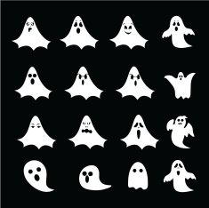 Halloween ghosts vector set