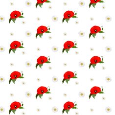 Seamless pattern with chamomile and poppies flowers N3