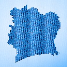 Cote d'Ivoire Map Triangle Pattern Blue