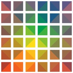 Squares in different colors on the white background