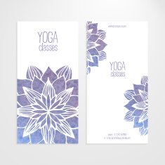 Vector templates of banners with watercolor blue flower mandala