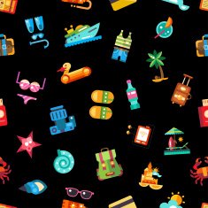 Pattern of modern flat design seaside travel vacation icons and