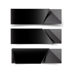 Set of metal chrome banner on white background vector illustrati N3