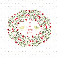 Floral postcard Vector image cards Declaration of love