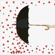 The inverted umbrella with hearts Valentine's Day