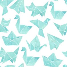 Watercolor origami seamless pattern