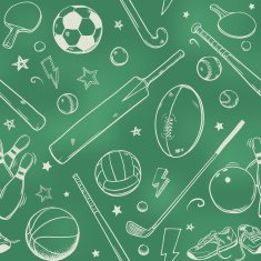 Seamless sports equipment chalk drawings N2