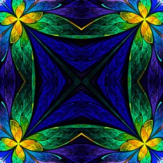 Symmetrical flower pattern in stained-glass window style N9
