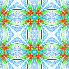 Symmetrical flower pattern in stained-glass window style N10