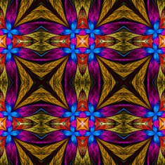 Symmetrical flower pattern in stained-glass window style N16